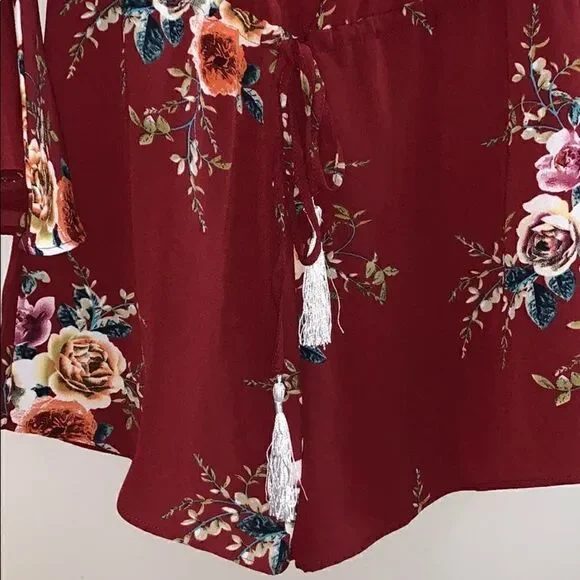 🎉HP! 🎉 Haute Rogue Red Floral Romper - Picture 7 of 14